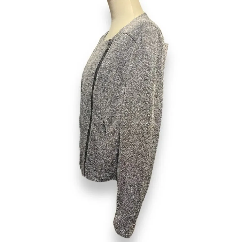 Catherine Malandrino Runway Style Asymmetrical Zip Moto Jacket Black XXL